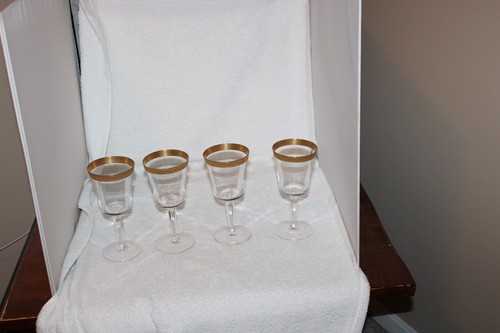 Tiffin ? Gold geprägt umrandet 8 Unzen Weingläser, Vintage - Bild 2 von 7