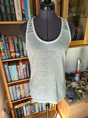 Koton Damen Trägershirt Grau Gr. M, U-Ausschnitt, ärmellos, Spitzenrücken