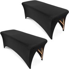 2pcs Black Lash Bed Cover Fitted for 6FT Massage Table Spandex Cover Black,2 