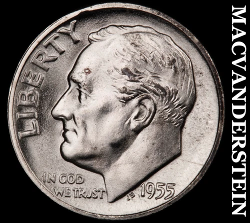 1955-S Silver Roosevelt Dime - Choice Gem Brilliant Unc  Lustrous  #G7774