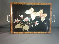 Tablet Hinterglasmalerei Schmetterling Blumen