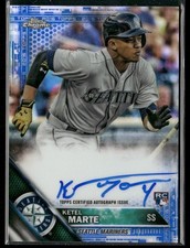 2016 Topps Chrome #RA-KM Ketel Marte Rookie Blue Refractor AUTO #/150