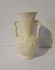 Vintage Shawnee Pottery Glossy Cream Daisy Mini Vase Double Handles USA