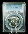 1963-D 50C Franklin Half Dollar PCGS MS64 #7373
