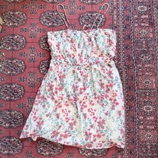 Better / Together Floral Smocked Mini Dress XL Red & Sage Cottagecore Sun Dress