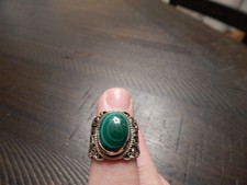 rings for women size 8 sterling silver malachite R-0044 