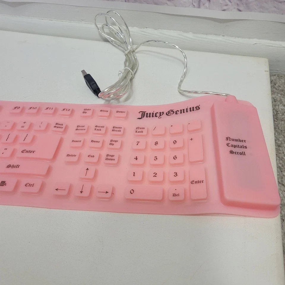 NEW Juicy Couture Pink Flexible Keyboard Royal Flexi Key Pad USB - Image 4 of 4