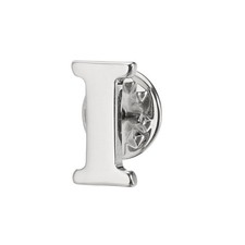 Letter Lapel Pins, Initial Alphabet Collar Pins, Silver Tone, Letter I
