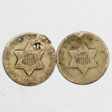 1852 and ND Silver 3 Cent Pieces