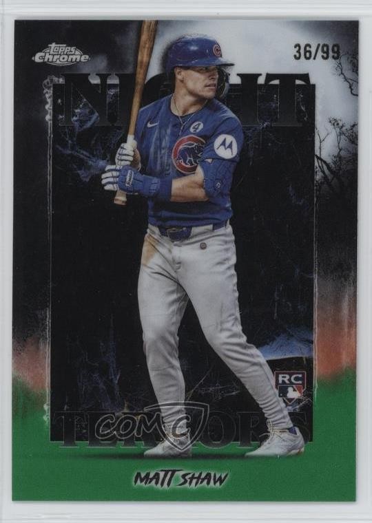2025 Topps Chrome Update Night Terrors Green Refractor 36/99 Matt Shaw Rookie RC