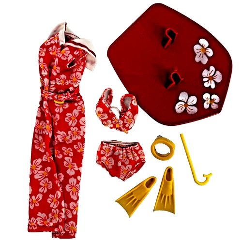 Vintage 1971 Barbie Get-Up ‘N Go Beachwear Set #7842 Mattel Mod Era Accessories