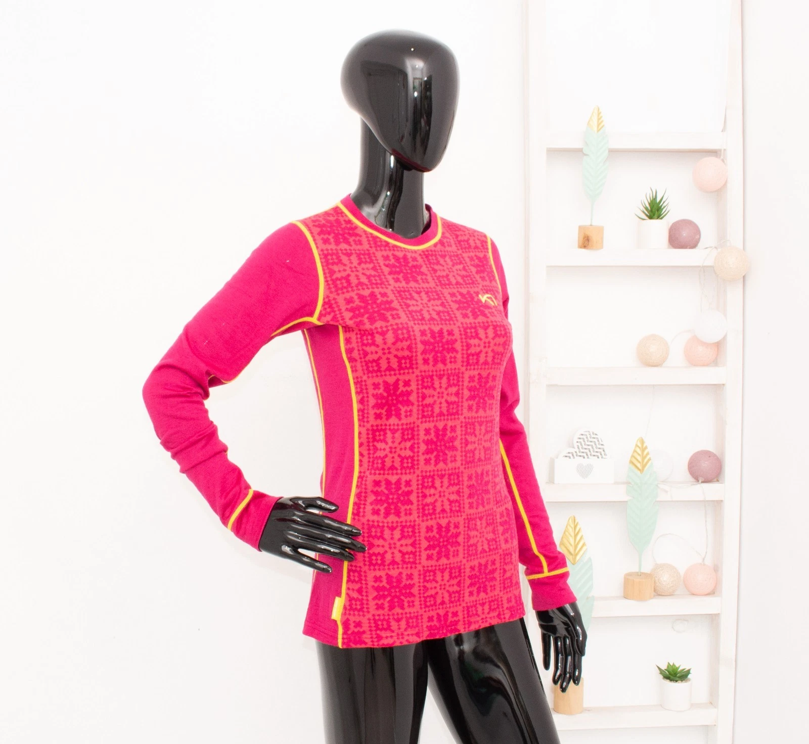 KARI TRAA Merino Wool Top Base Layer Long Sleeve Fair Isle Thermo 60% Wool M
Opens in a new window o