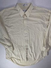 Monsieur by Givenchy Men s 17 32/33 Light Yellow Pinstripe Dress Shirt Cotton