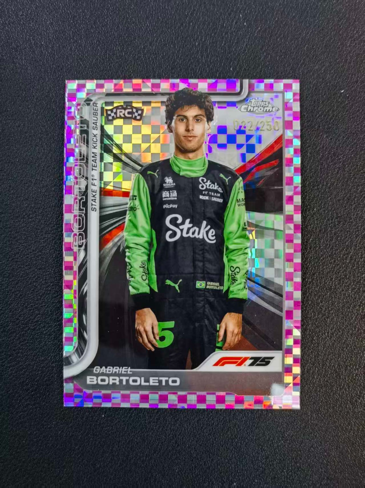 2025 Topps Chrome F1 Gabriel Bortoleto RC 22/250 Pink Checker Flag #20 XYDK