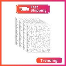 10 Sheets Small Letter Stickers - 1 Inch Handwritten Glitter Silver Self Adhesiv