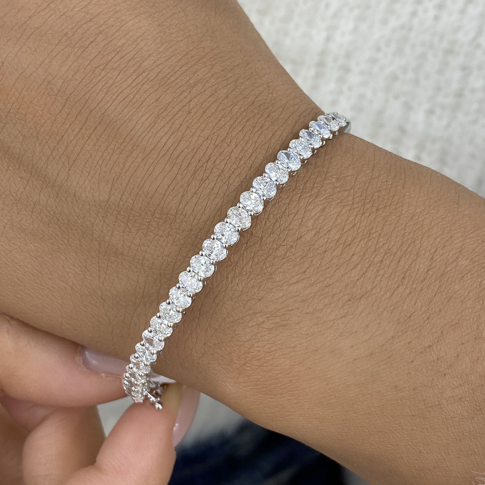 3.3ct TCW Tennis Bracelet White Gold 14K Lab-Grown Diamond F/VS GGL