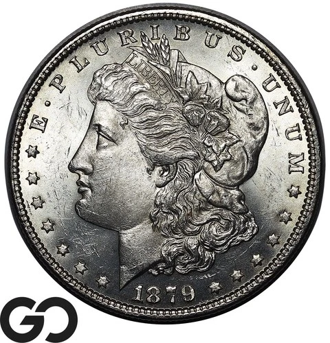 1879 Morgan Silver Dollar Coin, Lustrous Solid Gem BU++
