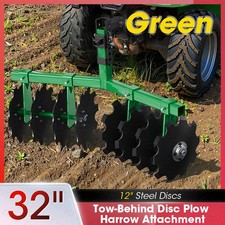 32 Tractor Disc Plow Harrow With 2 Receiver Pull Behind Tiller For Atv Green