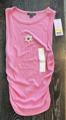 New Wild Fable Tank Top, Shell Decor, Pink, Side Rouching, Ladies Size S