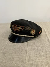 Vintage Original Harley Davidson 1950s Hat With Lots Of Vintage Pins Size 7 1/8