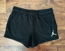 NIKE AIR JORDAN Fleece Athletic Shorts Girls Sz M 10-12 Yrs Black Jumpman EUC