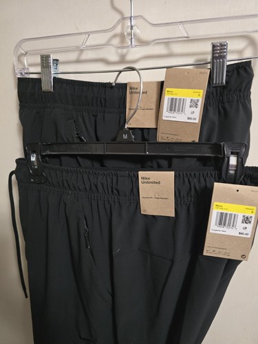 2-NWTS- 2025-Nike Unlimited Men's Dri-FIT Zippered Cuff Versatile Pants, Black.