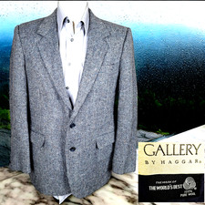 Haggar Mens 40R Sport Coat Multicolor Check Tweed Vintage Wool