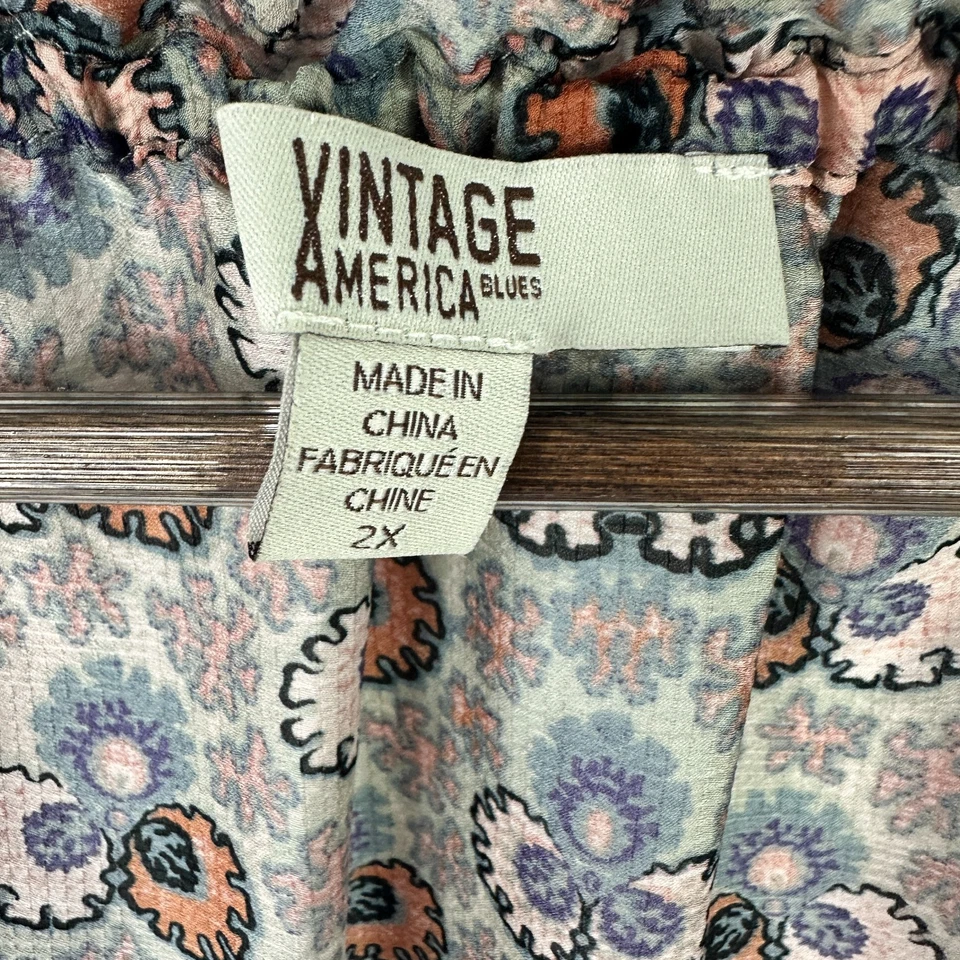 Blusa Vintage America Campesina Top 2X Floral Boho Borla Boho Hippie Transparente Fluida Foto 2 de 4