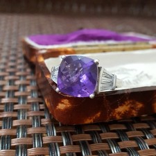 Sterling Silver Ring Amethyst & Topaz Jewellery UK Size P.5 / US 7.75 / EU 57.5