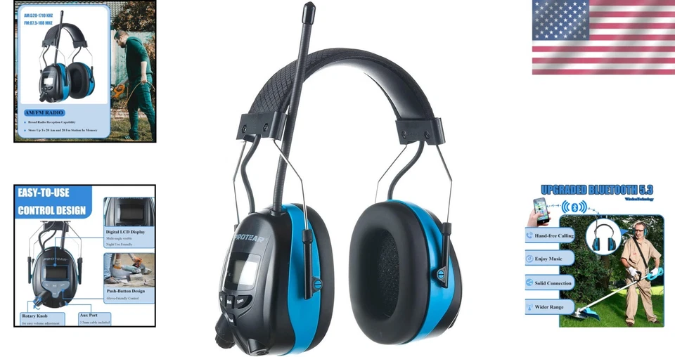 Auriculares recargables 25dB NRR con Bluetooth inalámbrico y pantalla digital Foto 2 de 4