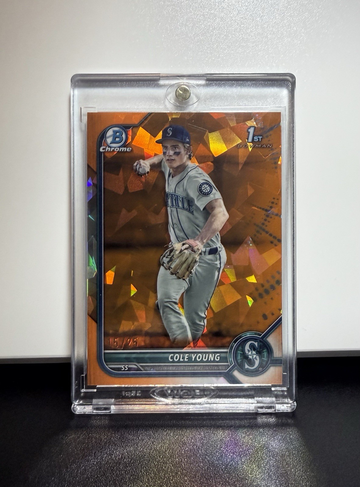 Cole Young 2022 Bowman Draft Sapphire #BDC-112 Orange Refractor /25 Mariners