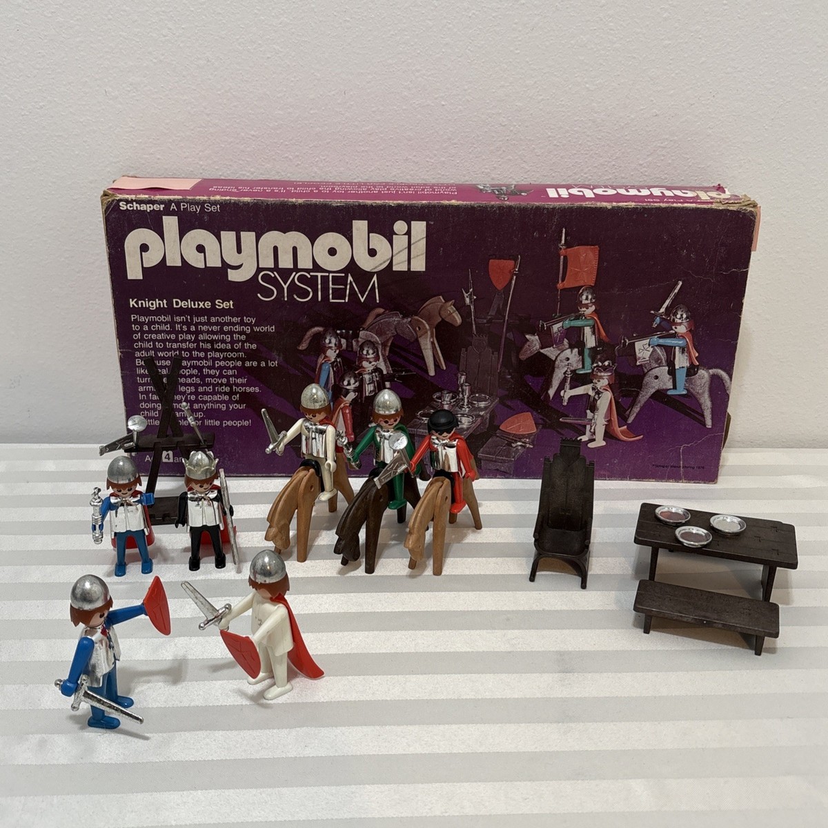 Playmobil Knight Deluxe Set Parts With Original Box Vintage 1976