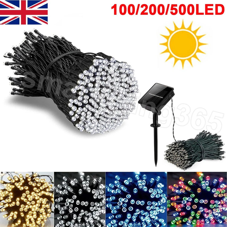 Solar Fairy String Lights 100/200/500 LED Outdoor Garden Christmas Holiday Decor - Image 2 of 4