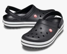 BRAND NEW Crocs Unisex Adult Crocband Clog Men's 12 Black And White FREE SHIP!!!