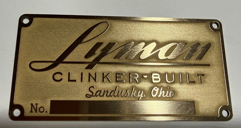 Lyman Boats Brass Plate, 3-1/2" X 1-3/4" X  .04" Art piece