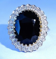 Large 9ct Gold 7.00ct Sapphire & Diamond Halo Ring, Size Q, Diana Style