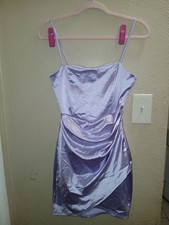 Windsor Dress Womens Medium Glitter Girl Square Neck Elastic Cord Straps Slit