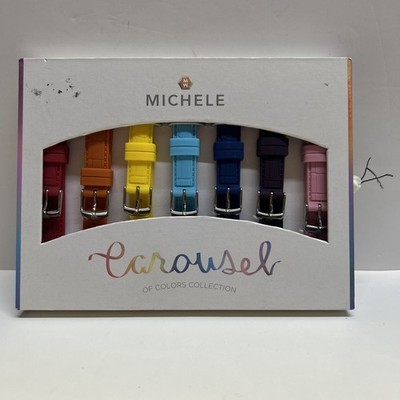 MICHELE Carousel of Colors 7 Silicone Watch Straps 16mm MS16GF710998 New