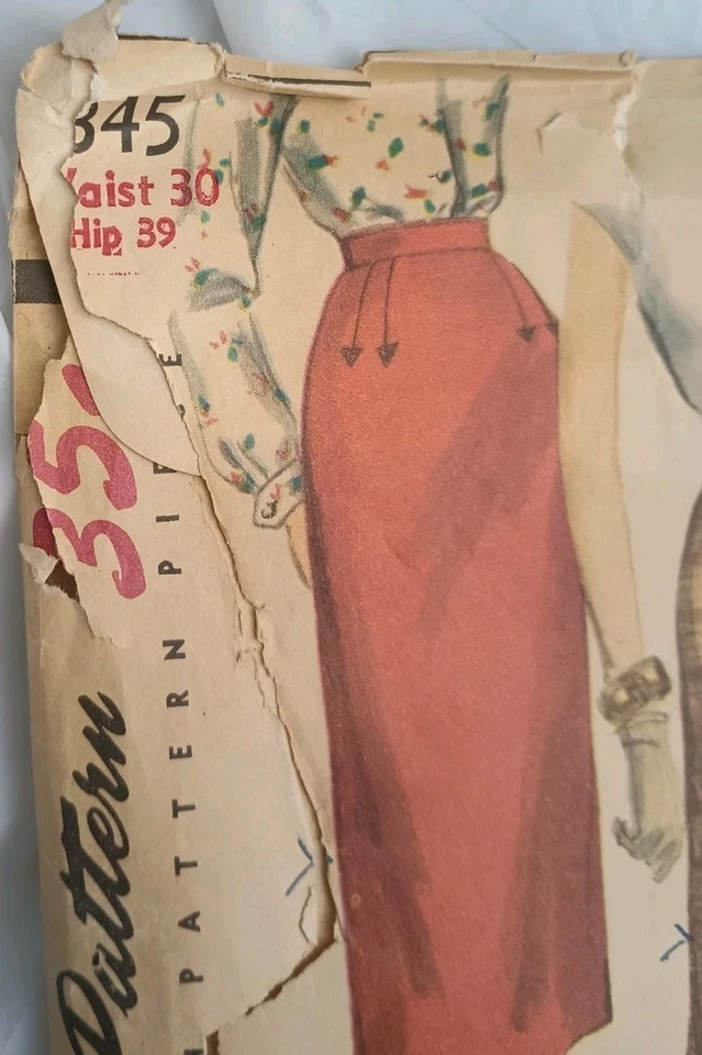 Falda de una yarda vintage años 50 60 patrón de costura simplicidad 1345 falta cintura 30" Foto 3 de 4