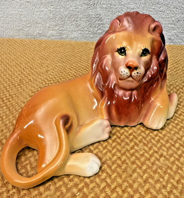 Vintage Mid Century Keramik Löwe Figur Kitsch Raubkatze Mantel Ornament Foreign