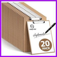 Clipboard 20 Pack, 8.5x11 Clip Board Bulk, Wooden Clipboard