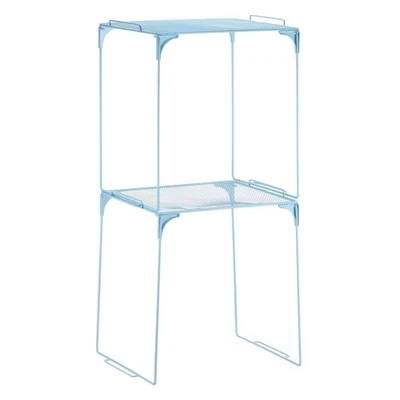 2 Organiseurs d'étagère de casier, Rangement métal empilable, Bleu clair - Photo 1/4