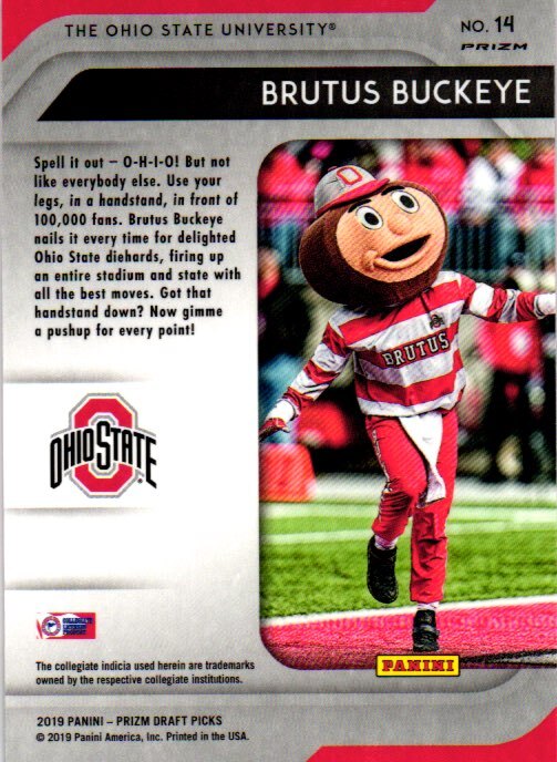 yu☺︎ 2019 Panini Prizm Draft Picks #14 Brutus Buckeye Prizms Pink