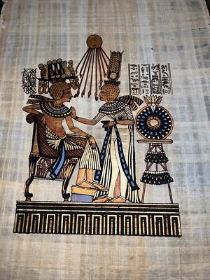 Rare Authentic Ancient Egyptian Papyrus-King Tutankhamun & his Wife