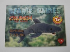 TY Beanie Babies BBOC Card - Series 1  Crunch the Shark in RED Foil