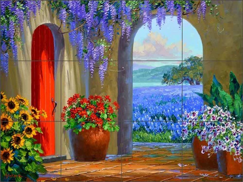 Mikki Senkarik Bluebonnet Art Piastrelle di ceramica murale Backsplash MSA221 - Foto 1 di 2
