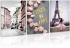 Paris Street Scene Romantic Wall Art Eiffel Tower Painting Pictures Print on Can