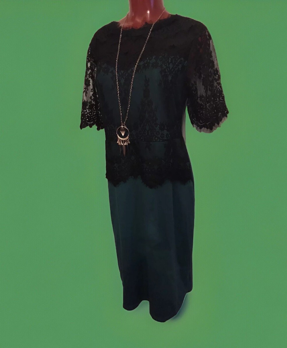 NEW YOINS LACE TRIM GREEN W/BLACK ZIPPERED BACK DRESS -PLUS SIZE 4XL | eBay