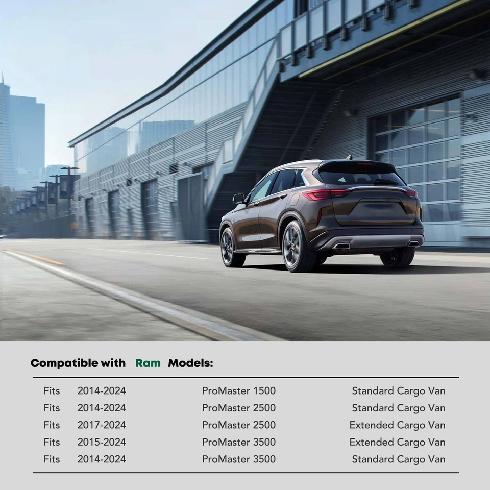 6.5" Textured Black Steel Side Step Bars for Ram ProMaster 1500 2014-2024 2500 - Image 2 of 4