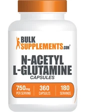 BulkSupplements N-Acetyl L-Glutamine 360 Capsules - 750mg Per Serving